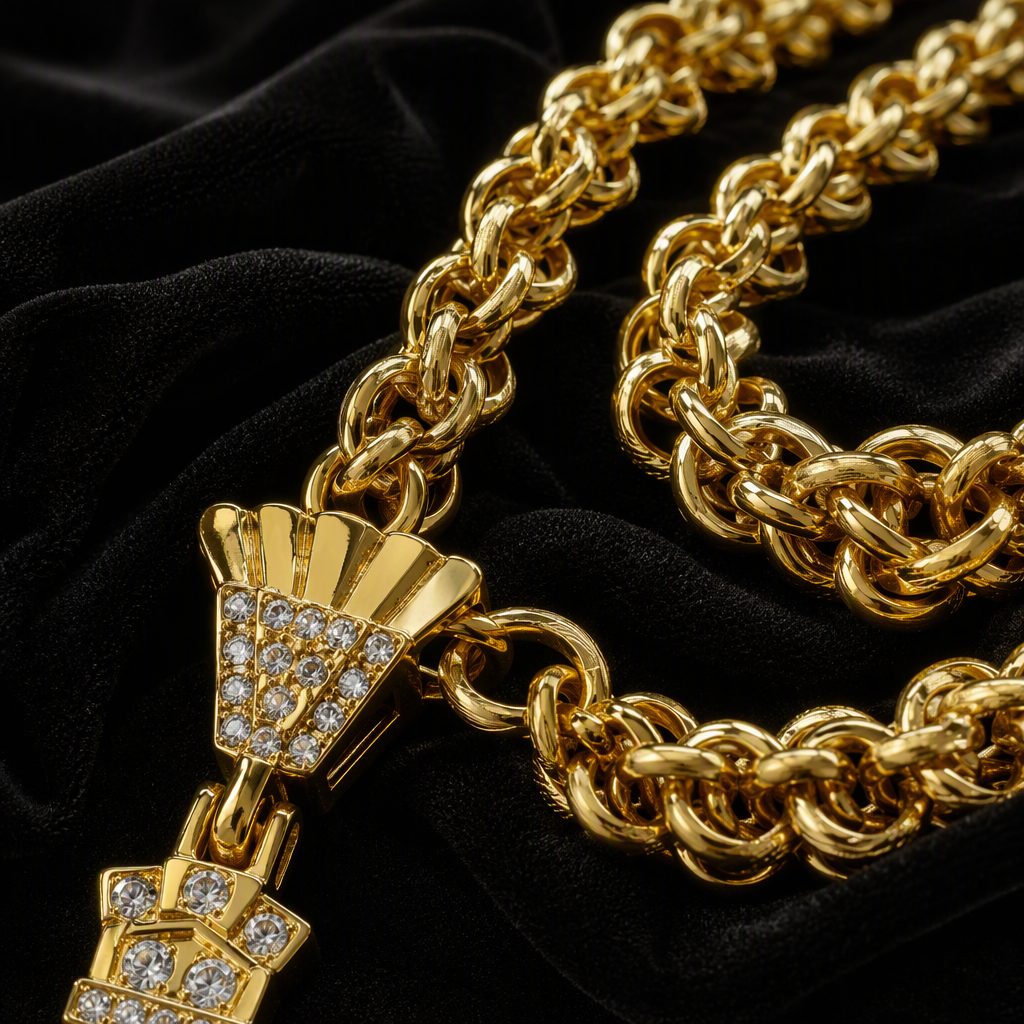 Men's Hip-Hop Heavy Full Iced-Out Cross Pendant Necklace | Pavé Crystal Rhinestone Rope Chain Necklace — photo 4