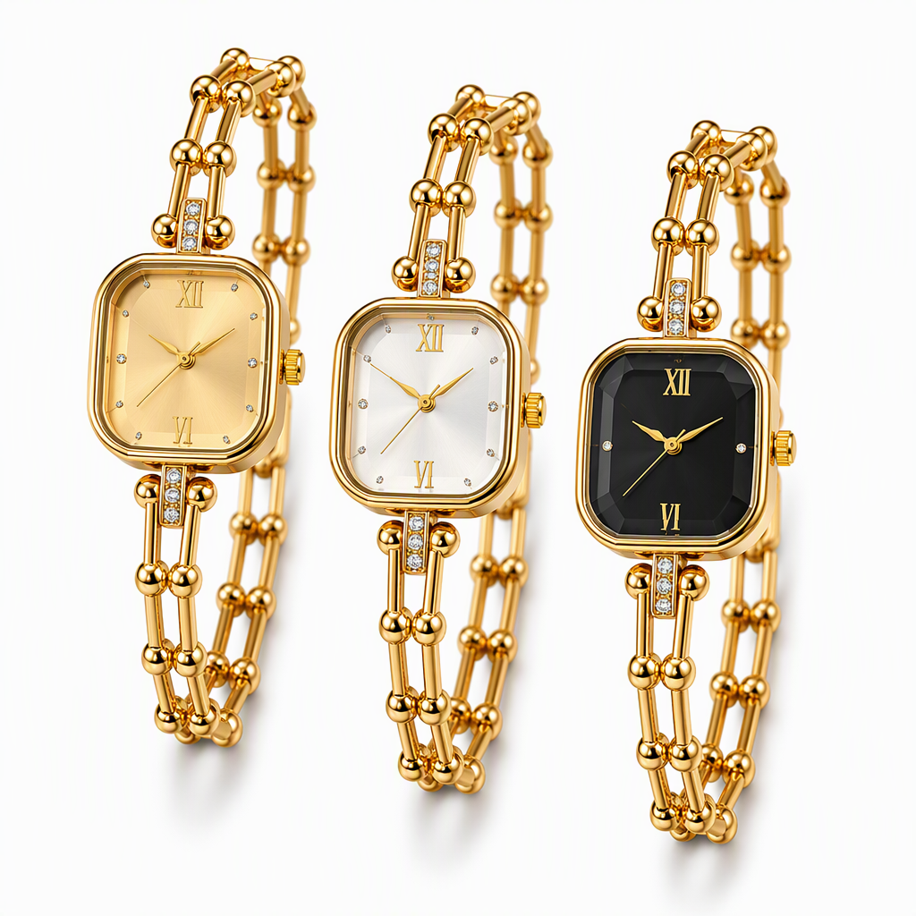 Vintage U-Link Chain Bracelet Watch for Women - Diamond Lug Octagonal Cushion Dial Luxury Fashion Jewelry Timepiece (3 Colors) — photo 3