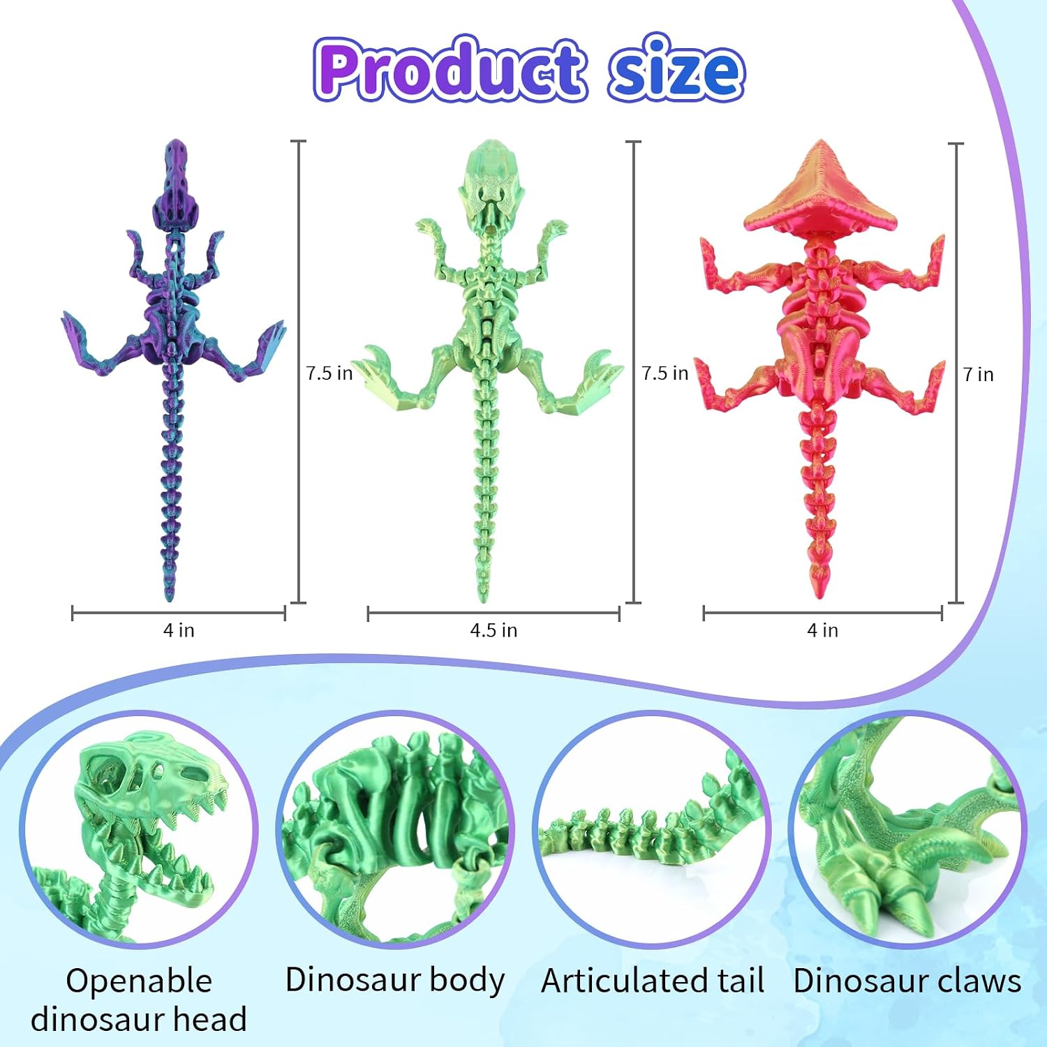 3PC 3D Printed Dinosaur โ photo 2
