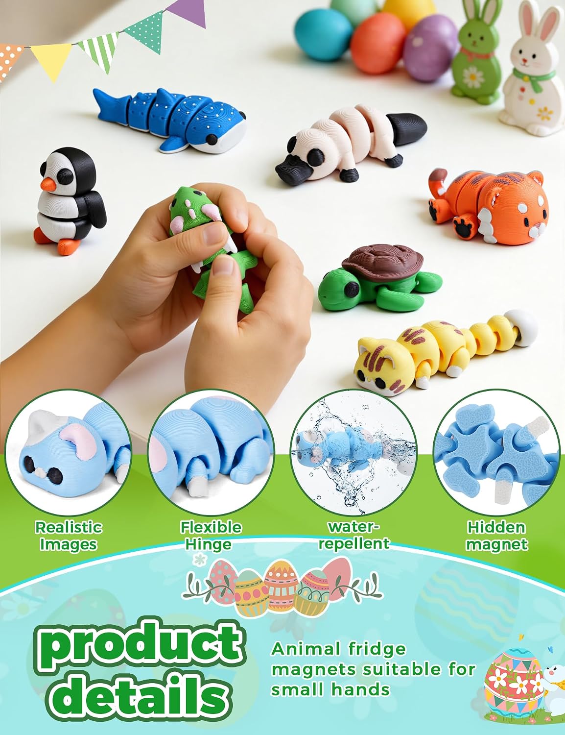 3D Printed Jointed Animal Magnetic Toys ,15pcs Mini 3D Printed Animals, Animal Refrigerator Magnets Gifts for Adults Kids Boy Girl 3-5 5-7 8-12 — photo 4