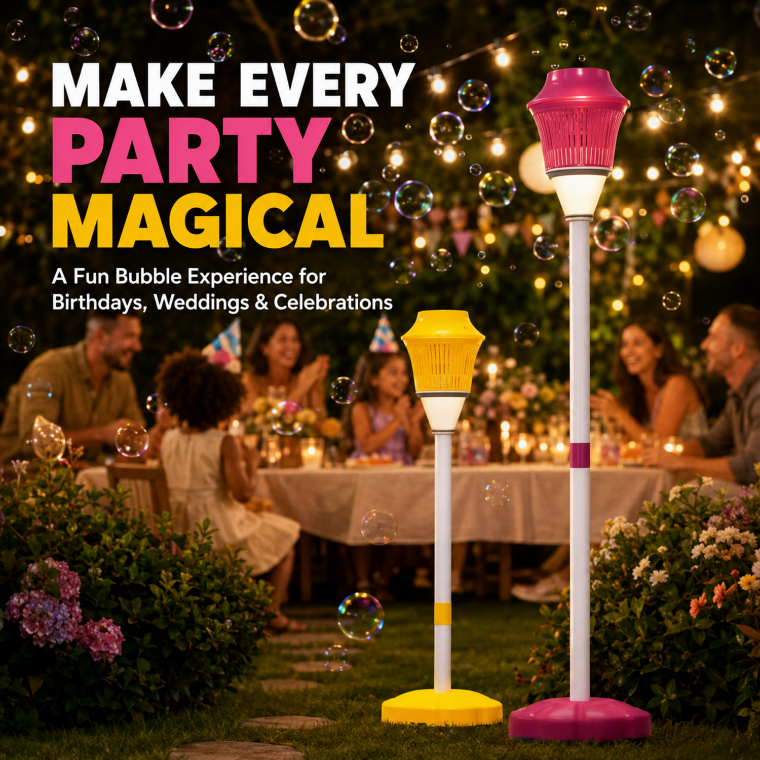 Adjustable Bubble Torch Garden Lamp with Lights & Music – Automatic Outdoor Bubble Machine, 3 Heights, Colorful Bubble Cap for Parties, Birthdays, Weddings, Camping & Backyard Fun — photo 5
