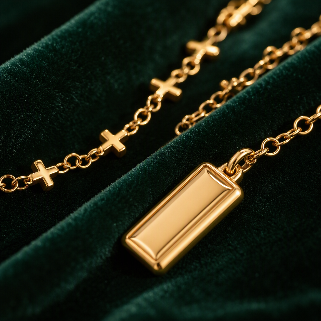 Women's Vintage Baroque Cross & Medallion Layered Necklace Set | Multi-Strand Rosary Choker Gold Crucifix Pendant Necklace — photo 7