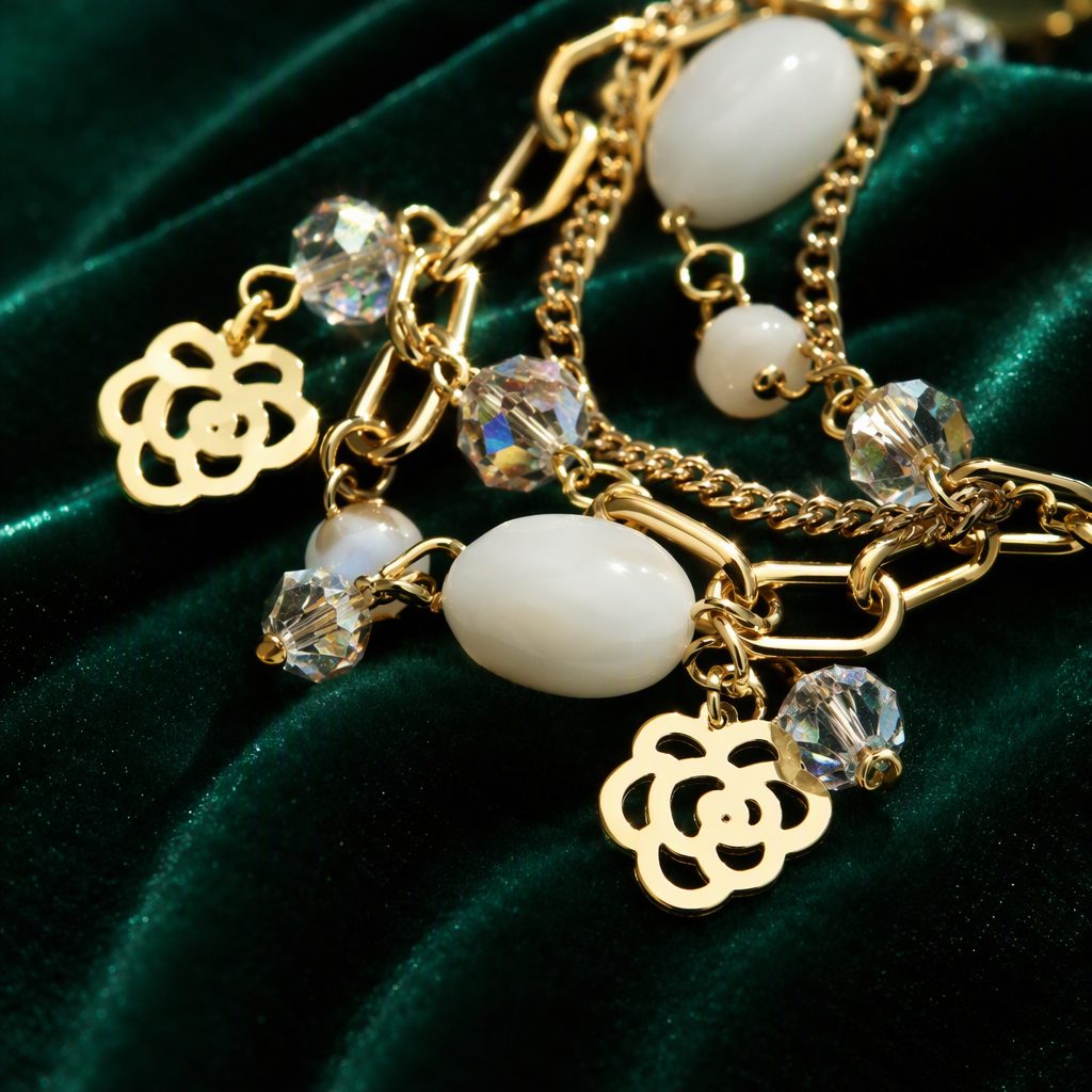 Bohemian Vintage Layered Multi-Strand Charm Bracelet Set | Gold Coin Pearl Star Floral Beaded Stacking Bracelets (5 Styles) — photo 3