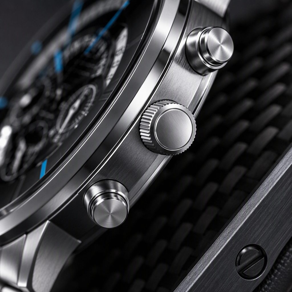 GENEVA Luxury Business Men's Chronograph Watch - Unique Curved Calendar Wheel & Blue-Ray Crystal Dial (Silver / Gold) — photo 4