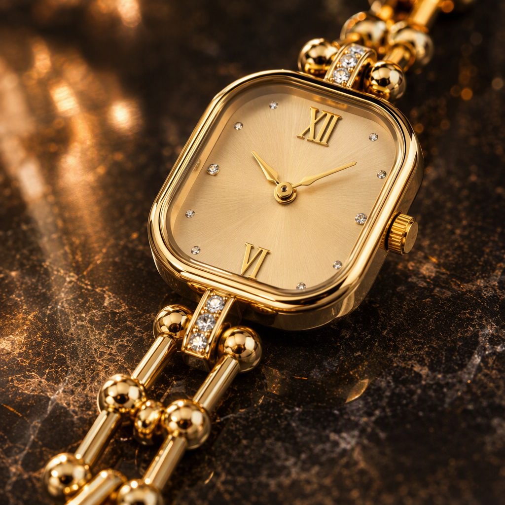 Vintage U-Link Chain Bracelet Watch for Women - Diamond Lug Octagonal Cushion Dial Luxury Fashion Jewelry Timepiece (3 Colors) — photo 5