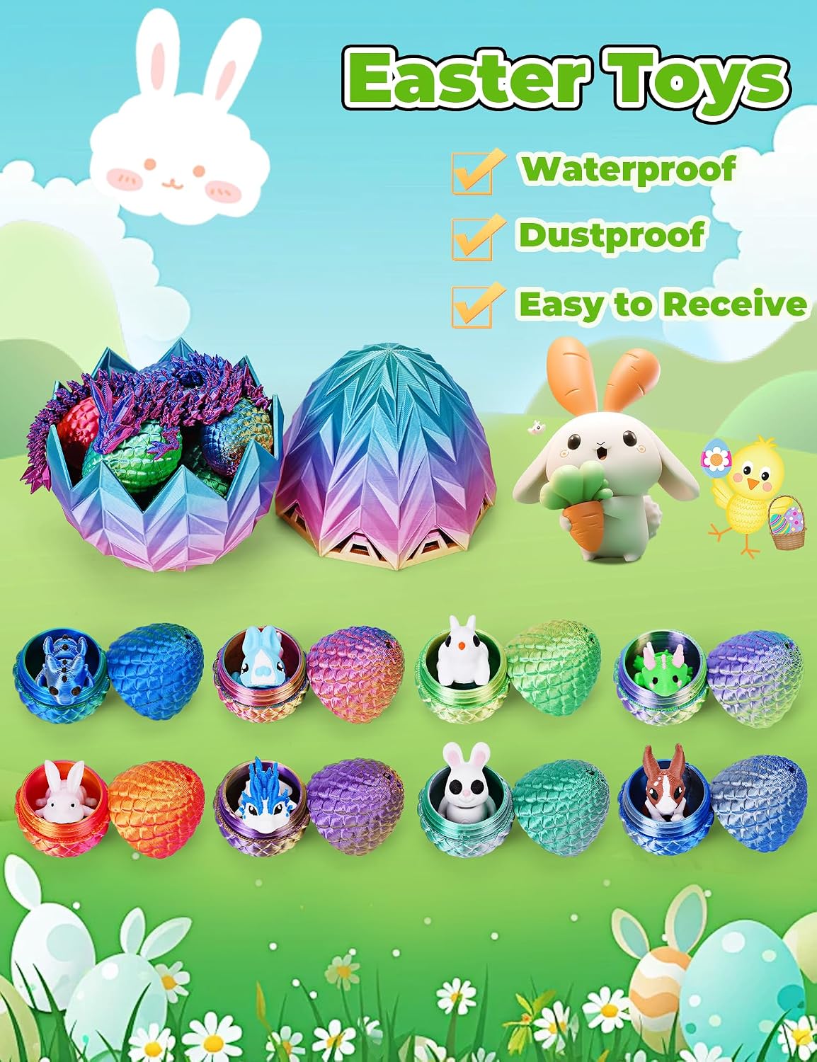 3D Printed Dragon Egg Toy โ Hatchable Articulated Dragon Figure Surprise Gift โ photo 3