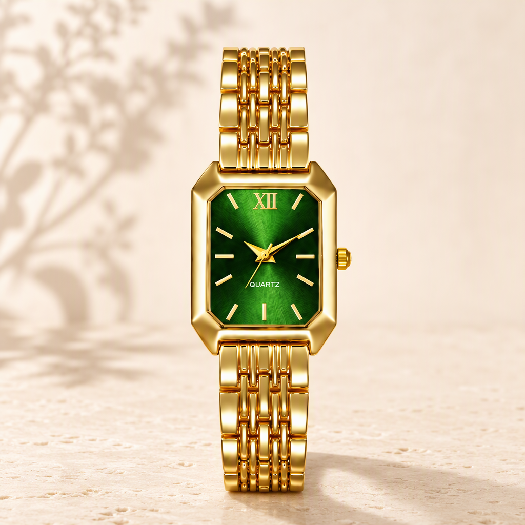 Luxury Octagonal Gold Quartz Watch for Women - Sunburst Dial Fashion Metal Bracelet Timepiece — photo 3