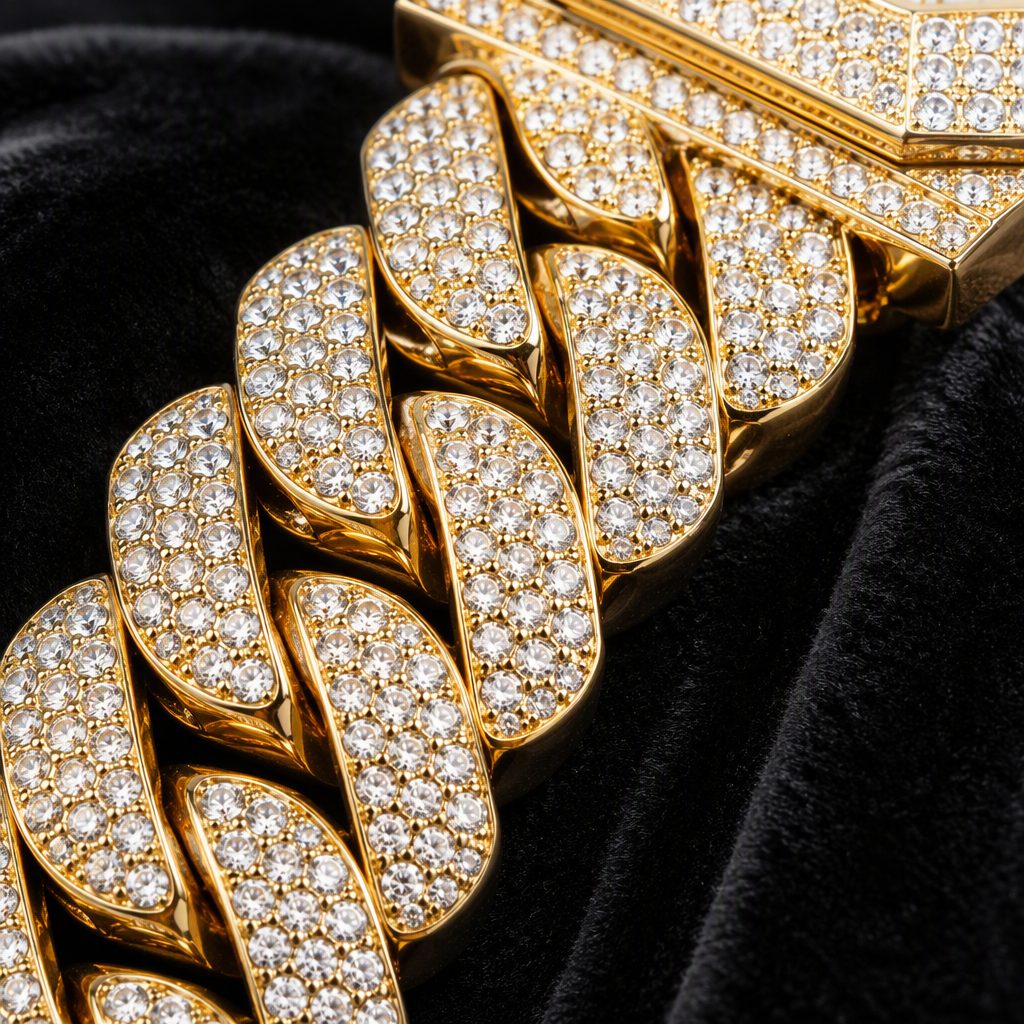 Luxury Full Iced-Out Pavé Rhinestone Octagonal Watch | Heavy Miami Cuban Link Chain Quartz Watch — photo 3