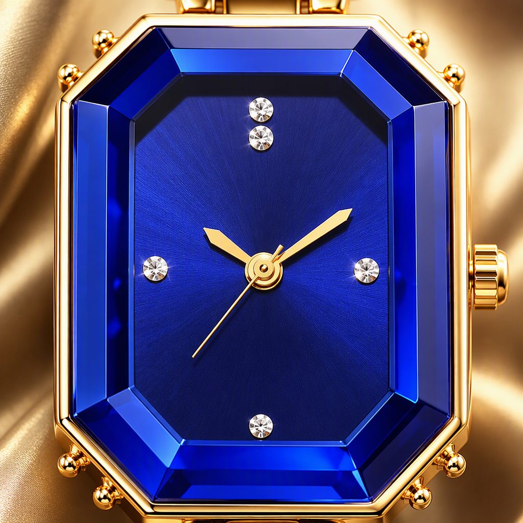 Luxury Women's Emerald-Cut Octagonal Beveled Watch | Gold Faceted Gemstone Block Bracelet Quartz Watch — photo 3