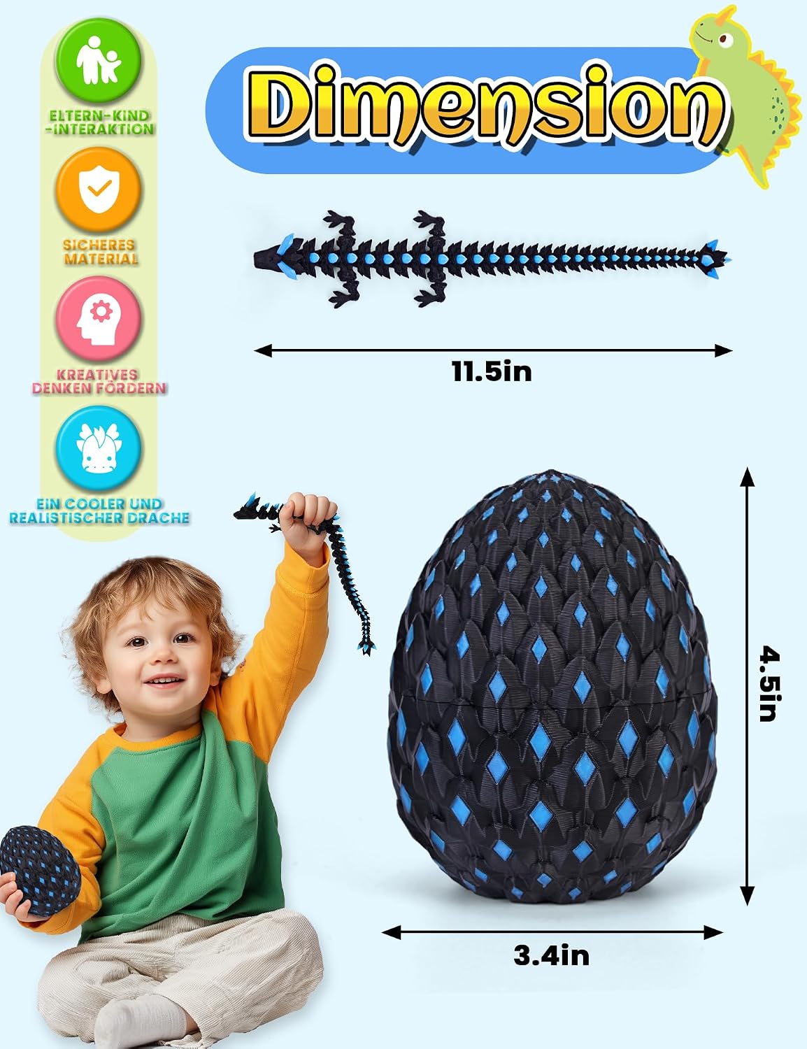 3D Printed Dragon Eggs Glow in The Dark Dragon Eggs with Dragon Toy 3D Printed Animals for Goodie Bag Fillers Pinata Stuffers for Kids Teens Treasure โ photo 3