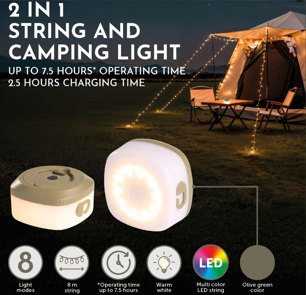 2-Pack LED Camping Lantern Rechargeable, Collapsible Portable Tent Light with Hook, Waterproof Emergency Lantern for Outdoor, Hurricane, Blackout, Home — photo 2