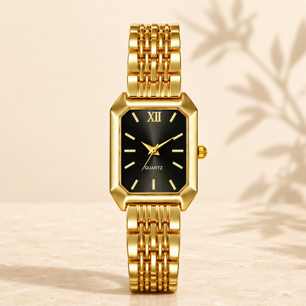 Luxury Octagonal Gold Quartz Watch for Women - Sunburst Dial Fashion Metal Bracelet Timepiece — photo 5